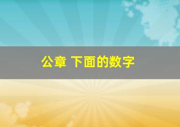 公章 下面的数字